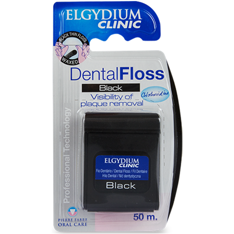 Elgydium Black Chlorhexidine Floss 50m ( X8 Packs )